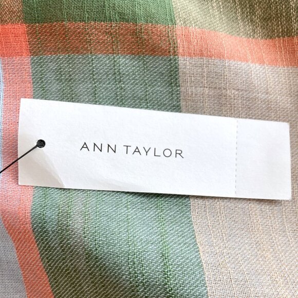 NWT Ann Taylor Colourblock Cotton Scarf - Blue/Green/Pink/Orange/Tan - Picture 4 of 10